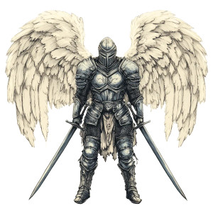 Divine Knight Angel Vinyl Car Decal Sticker – Waterproof & UV-Resistant 8"