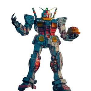 Surreal Gundam Mooncake Vinyl Car Decal Sticker – Waterproof & UV-Resistant 8"