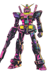Neon Gundam Graffiti Vinyl Car Decal Sticker – Waterproof & UV-Resistant 8"