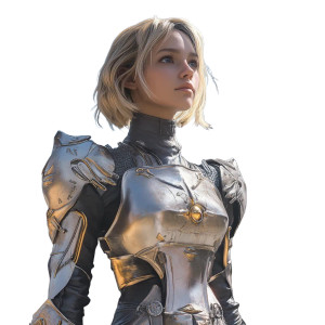 Futuristic Warrior Woman Vinyl Car Decal Sticker – Waterproof & UV-Resistant 8"