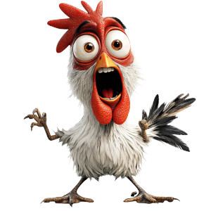 Rabid Cartoon Chicken Vinyl Car Decal Sticker – Waterproof & UV-Resistant 8"