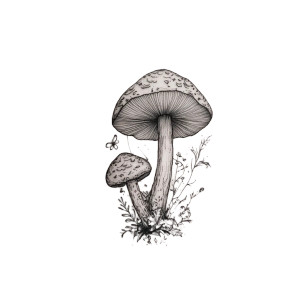 Ancient Mushroom Tattoo Vinyl Car Decal Sticker – Waterproof & UV-Resistant 8"