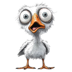 Goofy Cartoon Seagull Vinyl Car Decal Sticker – Waterproof & UV-Resistant 8"