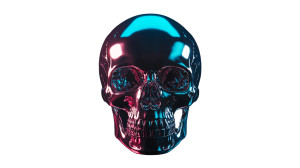 Chrome Skull Vinyl Car Decal Sticker – Waterproof & UV-Resistant 8"