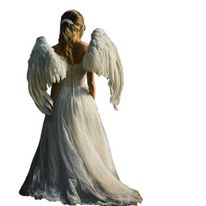 Angel In White Vinyl Car Decal Sticker – Waterproof & UV-Resistant 8"