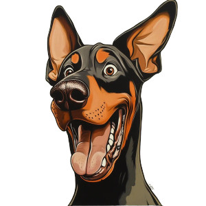 Goofy Surprised Doberman Vinyl Car Decal Sticker – Waterproof & UV-Resistant 8"