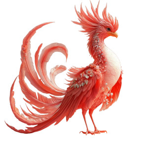 Red Chinese Phoenix Vinyl Car Decal Sticker – Waterproof & UV-Resistant 8"