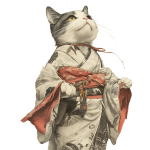 Kimono Cat V2 Vinyl Car Decal Sticker – Waterproof & UV-Resistant 8"