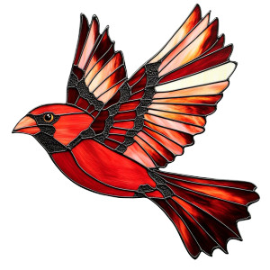 Red Bird Stained Glass Vinyl Car Decal Sticker – Waterproof & UV-Resistant 8"
