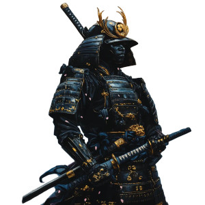 Black Samurai Moonlight Vinyl Car Decal Sticker – Waterproof & UV-Resistant 8"