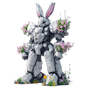 Bunny-Eared Mech Vinyl Car Decal Sticker – Waterproof & UV-Resistant 8"