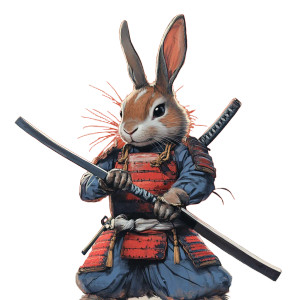 Samurai Rabbit Vinyl Car Decal Sticker – Waterproof & UV-Resistant 8"