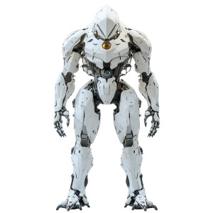 Futuristic White Mecha Vinyl Car Decal Sticker – Waterproof & UV-Resistant 8"