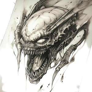 Horror Alien Tattoo Vinyl Car Decal Sticker – Waterproof & UV-Resistant 8"