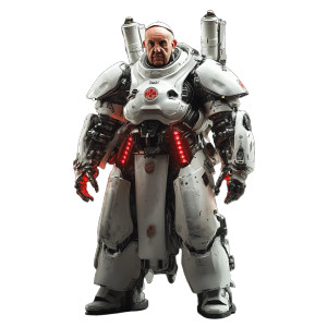 Futuristic Pope Mecha Vinyl Car Decal Sticker – Waterproof & UV-Resistant 8"