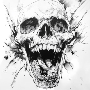 Evil Manga Skull Vinyl Car Decal Sticker – Waterproof & UV-Resistant 8"