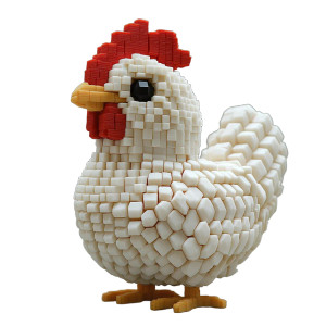 Blocky Realistic Chicken Vinyl Car Decal Sticker – Waterproof & UV-Resistant 8"
