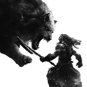 Fenrir Fighting Scene Vinyl Car Decal Sticker – Waterproof & UV-Resistant 8"