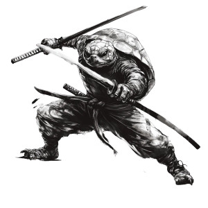 Samurai Turtle Levitating Vinyl Car Decal Sticker – Waterproof & UV-Resistant 8"