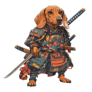Samurai Dachshund Vinyl Car Decal Sticker – Waterproof & UV-Resistant 8" Samurai Dachshund Vinyl Car Decal Sticker – Waterproof & UV-Resistant 8"