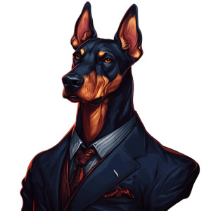 Sly Doberman Suit Vinyl Car Decal Sticker – Waterproof & UV-Resistant 8"