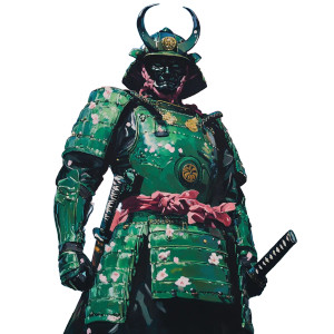 Samurai In Bloom Vinyl Car Decal Sticker – Waterproof & UV-Resistant 8"