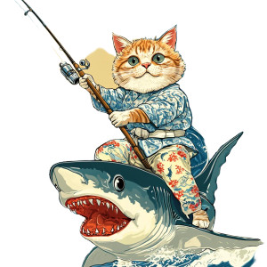 Tiger Riding Shark Vinyl Car Decal Sticker – Waterproof & UV-Resistant 8"