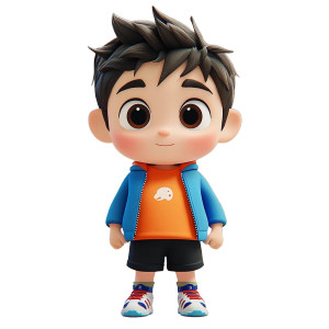 Chibi Adventure Boy Vinyl Car Decal Sticker – Waterproof & UV-Resistant 8"
