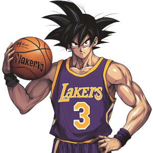 Goku Lakers Jersey Vinyl Car Decal Sticker – Waterproof & UV-Resistant 8"