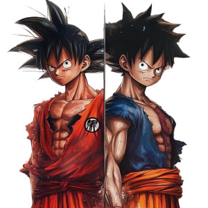 Goku Luffy Fusion Vinyl Car Decal Sticker – Waterproof & UV-Resistant 8"