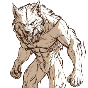 Brown Werewolf Lineart Vinyl Car Decal Sticker – Waterproof & UV-Resistant 8"