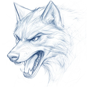 Cartoon Wolf Sketch Vinyl Car Decal Sticker – Waterproof & UV-Resistant 8"