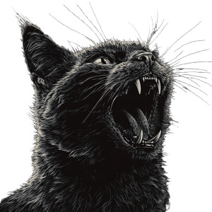 Angry Cat Illustration Vinyl Car Decal Sticker – Waterproof & UV-Resistant 8"