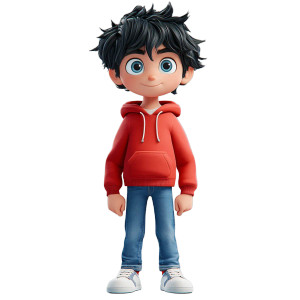 Energetic Cartoon Boy Vinyl Car Decal Sticker – Waterproof & UV-Resistant 8"