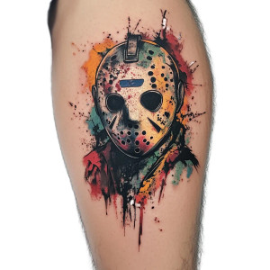 Jason Watercolor Tattoo Vinyl Car Decal Sticker – Waterproof & UV-Resistant 8"