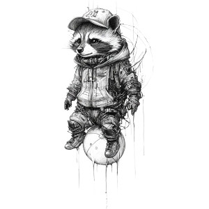 Cyberpunk Raccoon Sketch Vinyl Car Decal Sticker – Waterproof & UV-Resistant 8"