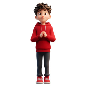 Red Hoodie Boy Vinyl Car Decal Sticker – Waterproof & UV-Resistant 8"