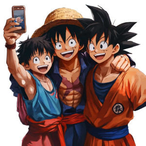 Luffy Goku Hug Vinyl Car Decal Sticker – Waterproof & UV-Resistant 8"