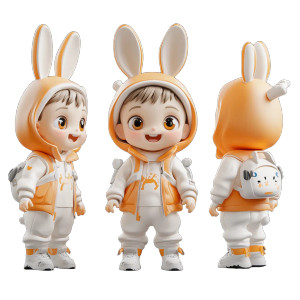 Cute Rabbit Hat Boy Vinyl Car Decal Sticker – Waterproof & UV-Resistant 8"