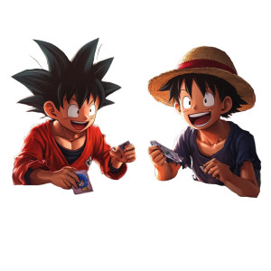 Goku And Luffy Playing Vinyl Car Decal Sticker – Waterproof & UV-Resistant 8"