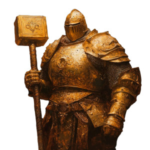 Golden Armored Giant Vinyl Car Decal Sticker – Waterproof & UV-Resistant 8"