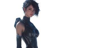 Futuristic Female Fighter Vinyl Car Decal Sticker – Waterproof & UV-Resistant 8"