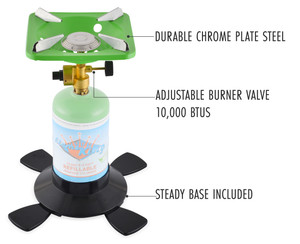Flame King Single Burner Stove | Portable 10000 BTU Burner | Adjustable Heat Control