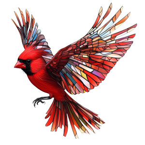 Stained Glass Cardinal Vinyl Car Decal Sticker – Waterproof & UV-Resistant 8"