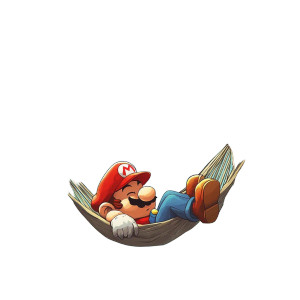 Sleeping Mario Hammock Vinyl Car Decal Sticker – Waterproof & UV-Resistant 8"