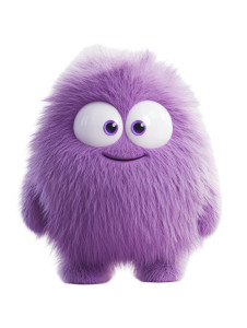 Purple Fuzzy Character Vinyl Car Decal Sticker – Waterproof & UV-Resistant 8"