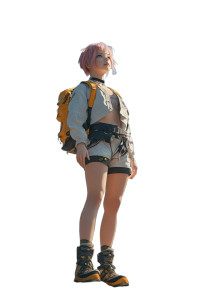 Pink-Haired Hiker Vinyl Car Decal Sticker – Waterproof & UV-Resistant 8"