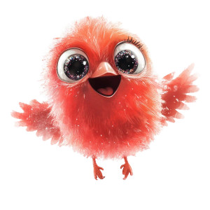 Fluffy Red Bird Vinyl Car Decal Sticker – Waterproof & UV-Resistant 8"