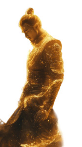 Golden Armored Warrior V3 Vinyl Car Decal Sticker – Waterproof & UV-Resistant 8"