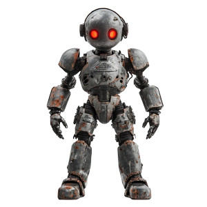 Childlike Apocalyptic Robot Vinyl Car Decal Sticker – Waterproof & UV-Resistant 8"